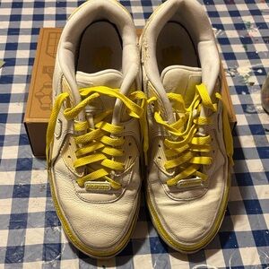 Nike White Sneakers with Yellow Accents - Low Top